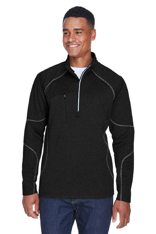 North End Mens Catalyst Performance Moisture Wicking 1/4 Zip Fleece Jacket - Black Streetwear Style