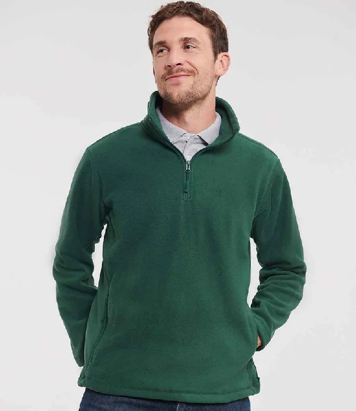 Russell Zip Neck Outdoor Fleece | Bottle Green Refined Men's Hand