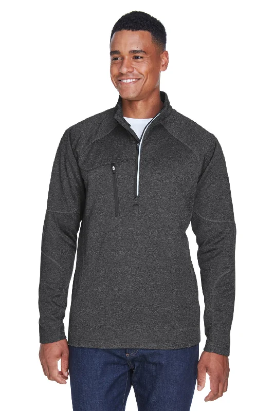 North End Mens Catalyst Performance Moisture Wicking 1/4 Zip Fleece Jacket - Heather Carbon Grey Street