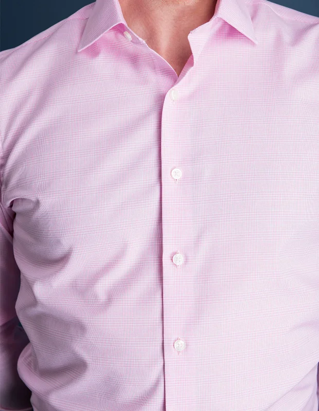 Wrinkle-Resistant Pink Prince of Wales Check Practical Men's Quick