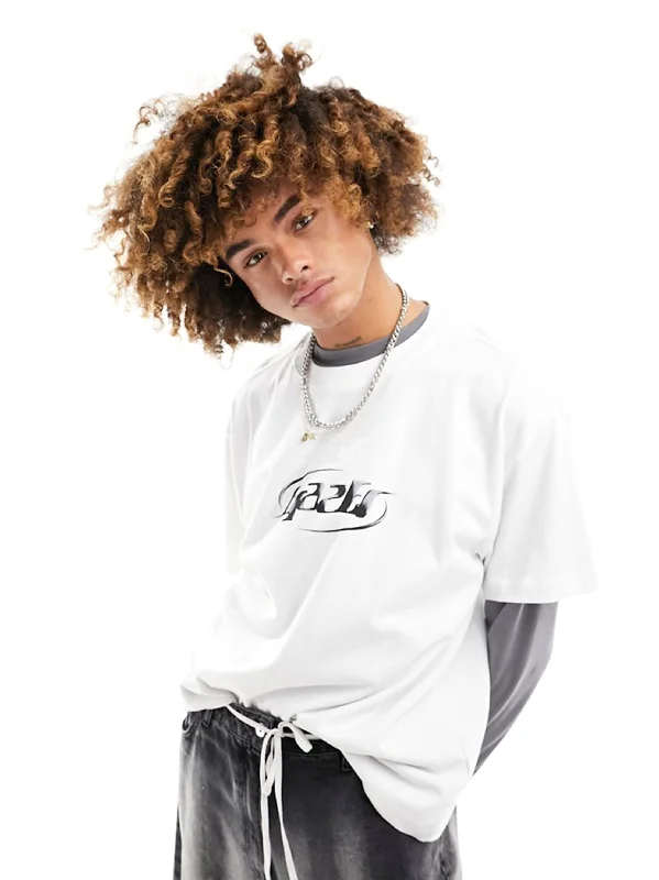 Men's Graphic Printed Oversized T-Shirt,White Traditional Men's Country