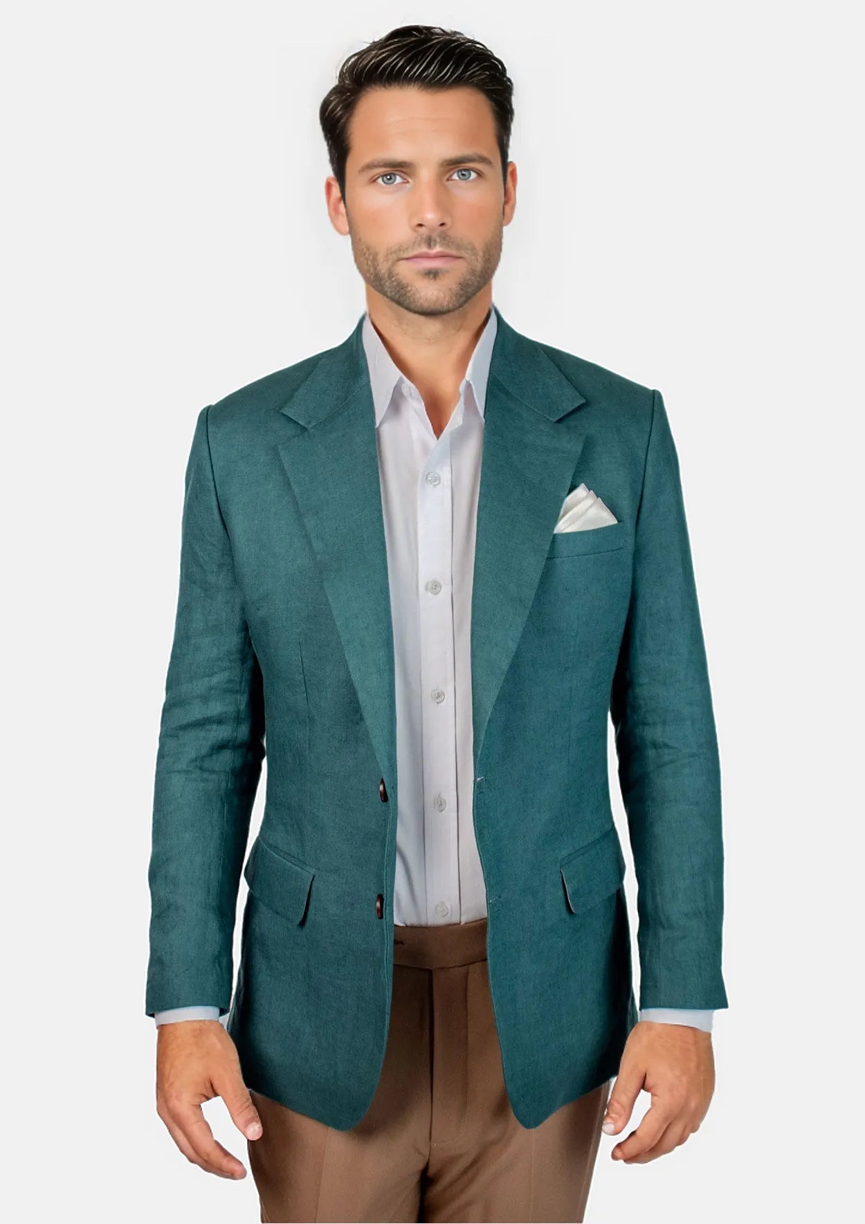 Ellis Deep Teal Linen Jacket Modern Men's 