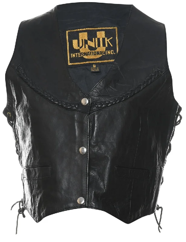 Leather Black Waistcoat - S Hip Men's Urban