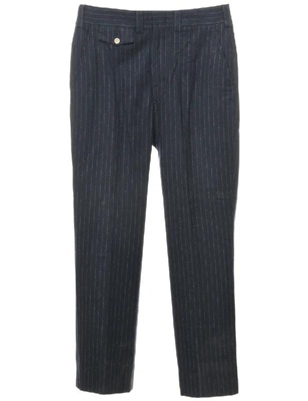 Striped Pattern Trousers - W34 L32 Masculine Men's Thick