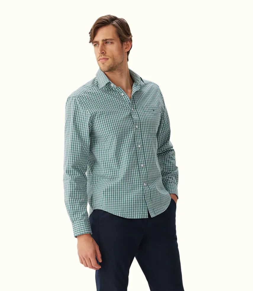 R.M.Williams - Classic Shirt - Check - Green, Blue & White Earthy Men's Hemp