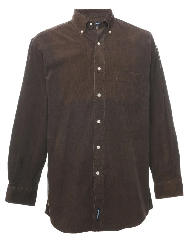 Corduroy Dark Brown Shirt - M Earthy Men's Hemp