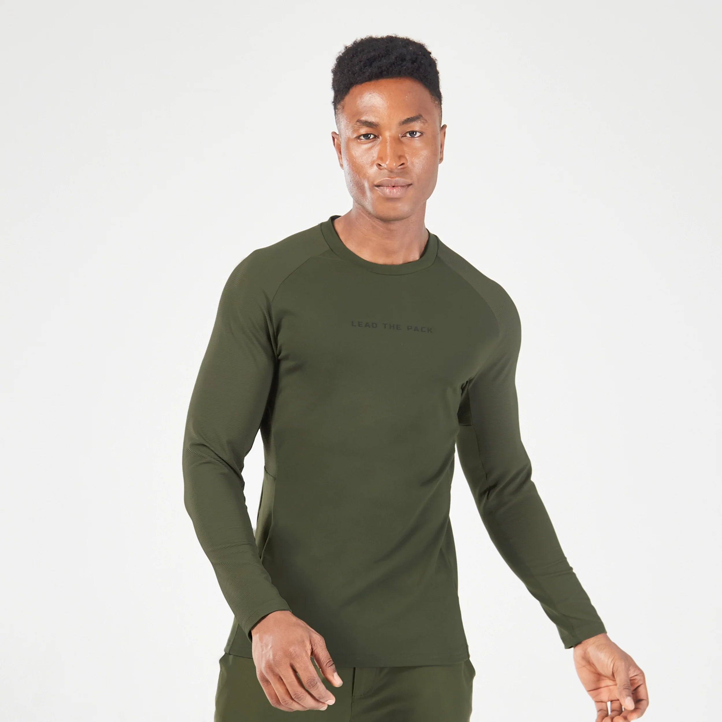 Statement Ribbed Long Sleeves Tee - Kombu Green Gym