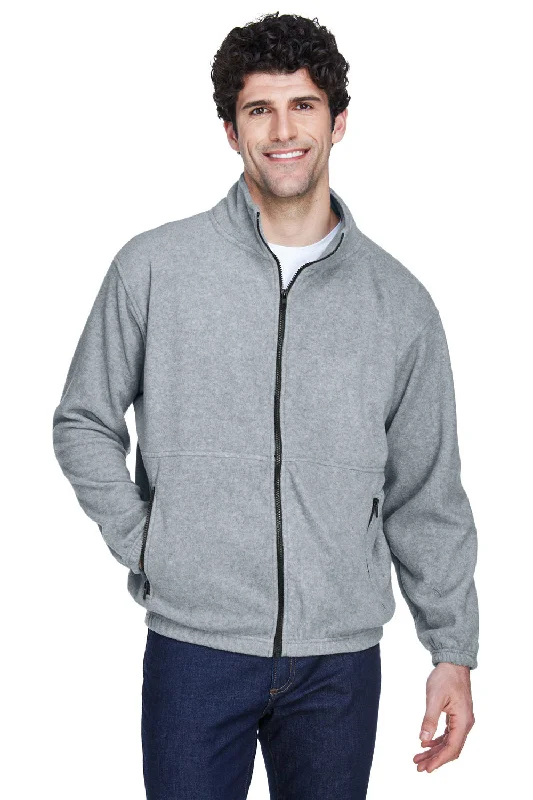 UltraClub Mens Iceberg Pill Resistant Fleece Full Zip Jacket - Heather Grey Lumberjack