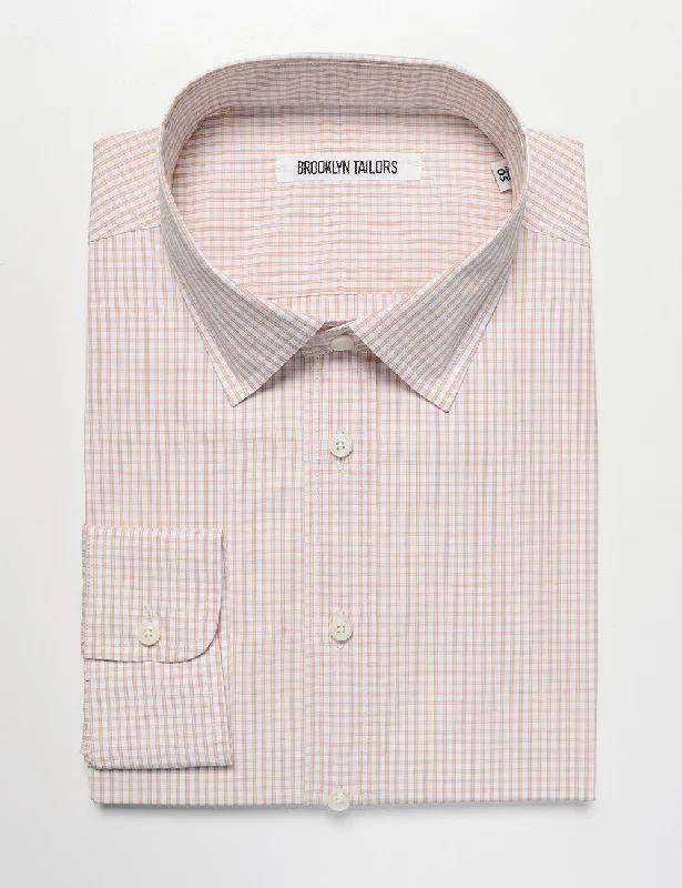 FINAL SALE: BKT20 Slim Dress Shirt in Micro Check - White / Espresso Masculine Men's Thick