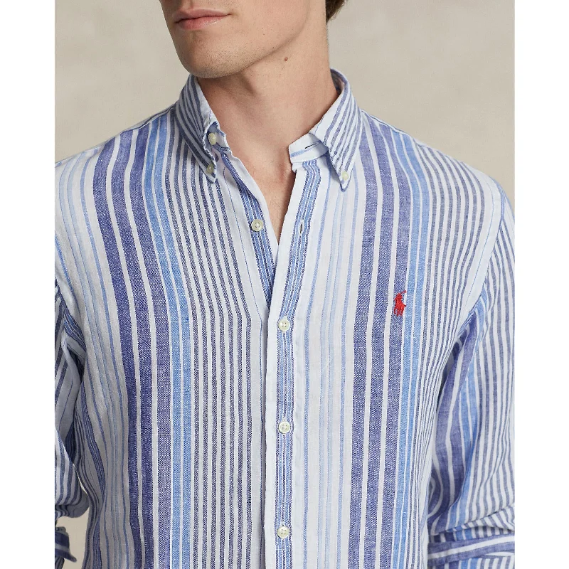 Polo Ralph Lauren - Linen Shirt - Stripe - Blue Multi Refined Men's Hand