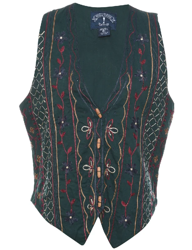 Floral Pattern Waistcoat - M Masculine Men's 