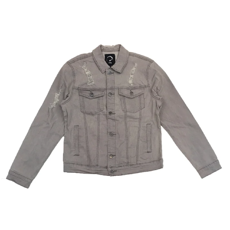 RPM Ripped Denim Jacket (Grey) Youthful Men's Pop