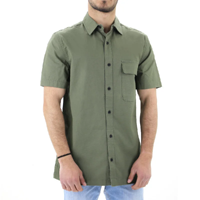 Men's Pocket Side Dress Shirt,Olive Dynamic Men's Moto