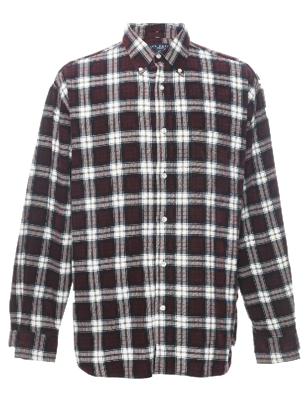 Plum Corduroy Checked Shirt - L Beach