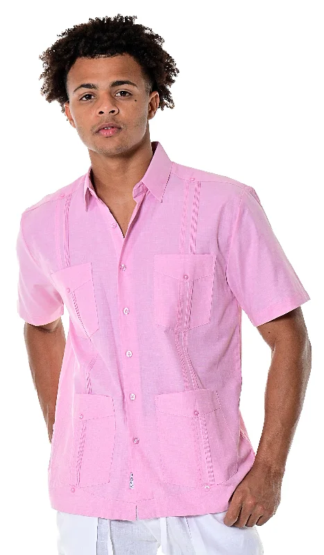 Bohio Guayabera Shirt for Men S/S Traditional 4 Pocket in (6) Colors MTCG1741 Vintage Men's 1970S Disco