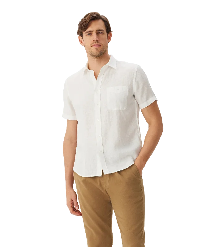 R.M.Williams - Regular Shirt - Linen - Short Sleeve - White Bold Men's Statement