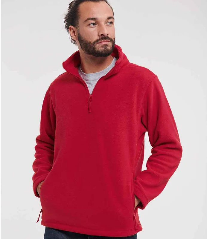 Russell Zip Neck Outdoor Fleece | Classic Red Artistic Men's Hand