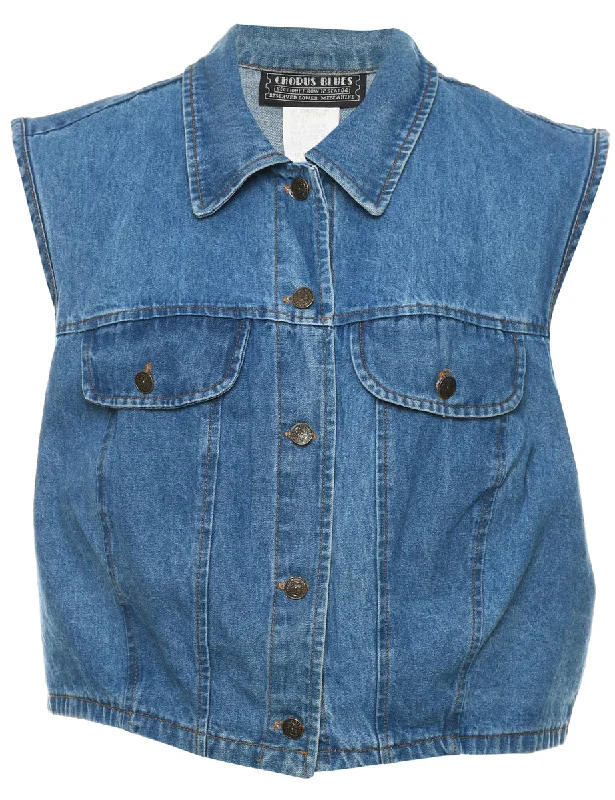 Medium Wash 1990s Denim Vest - L Masculine Men's Thick