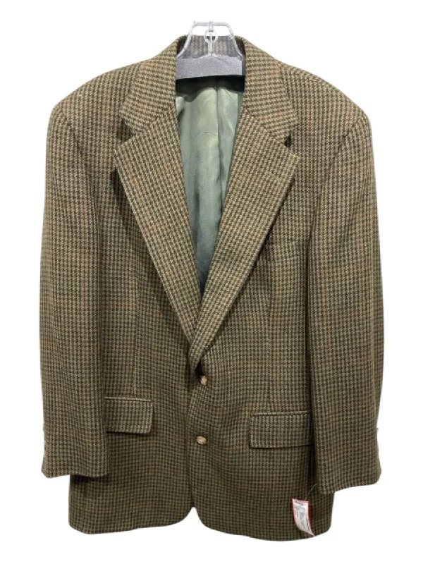 H Stockton Olive & Multi Wool Houndstooth 2 Button Men's Blazer Hip Men's Urban