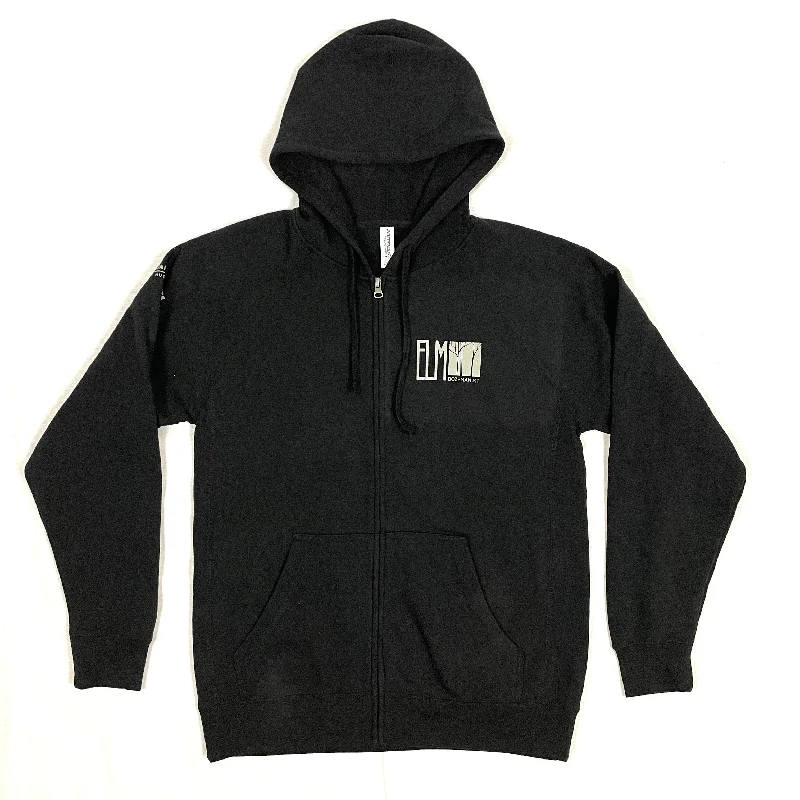 ELM Hoodie Zip-Up, Logo, Black Laid