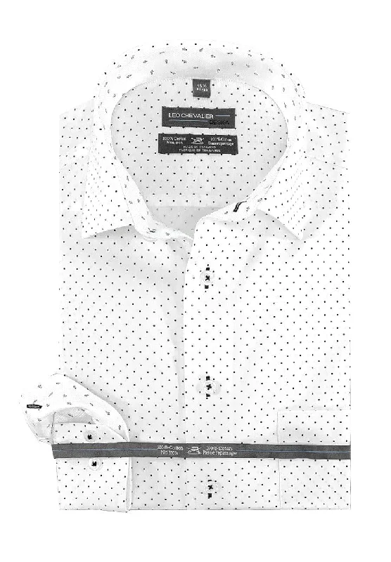 Leo Chevalier 100% Cotton No Iron Spread Collar - 524169 Monochromatic All