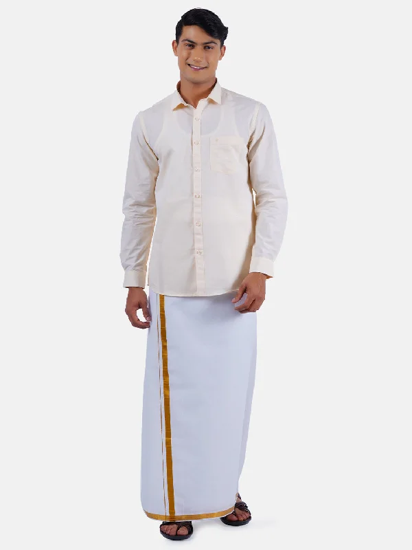 Mens Cotton Colour Full Sleeves Shirt with Jari Dhoti Plus Size Combo Vintage Men's 1970S Disco