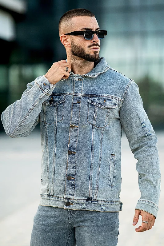 Men's Stylish Denim Jacket Dynamic Men's Moto