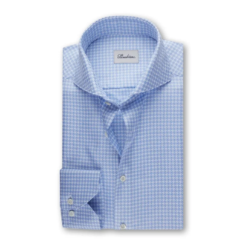 Fitted Body Light Blue Checked Shirt Art. 6023618401 103 Monochromatic All