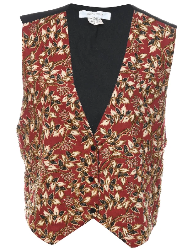 Ellen Ashley Leafy Print Waistcoat - L Trendy Men's Scandinavian