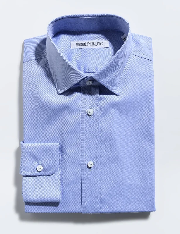 BKT20 Slim Dress Shirt in Cotton Twill - Blue Tailored