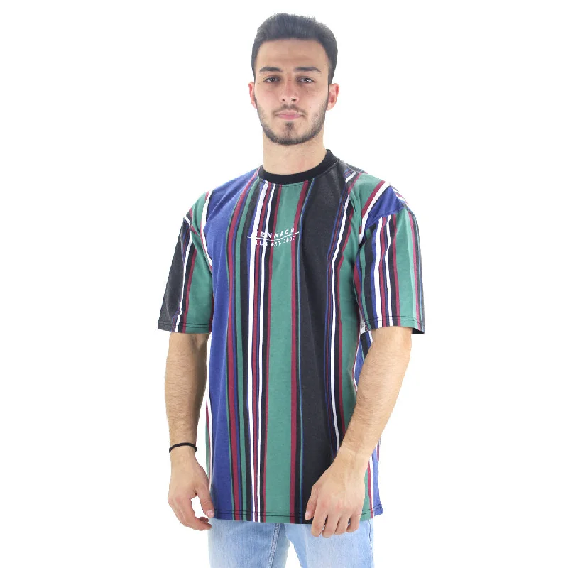 Men's Striped T-Shirt,Multi Sporty Men's Athleisure 