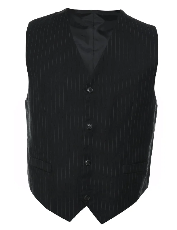 Black Pinstriped Waistcoat - S Athletic Men's Compression