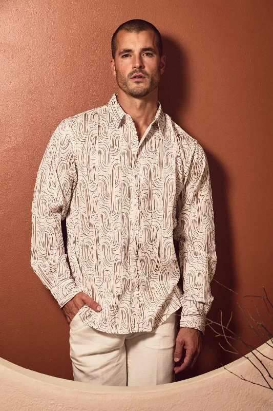 Textured Modern Print Long Sleeve Shirt Tough Men's Tactical