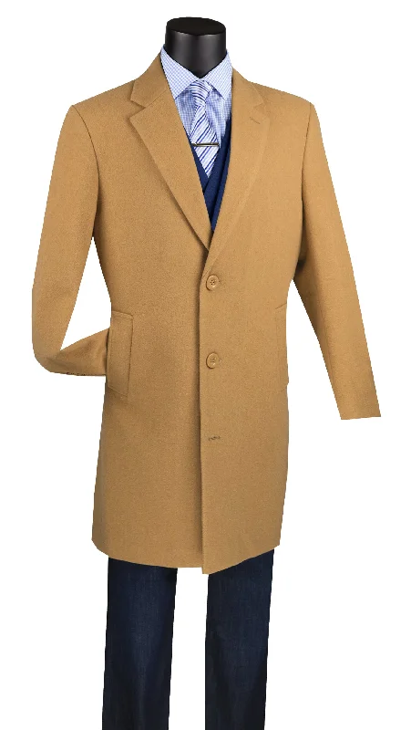 Men's Single-Breasted Wool and Cashmere Blend Top Coat - Camel Tough Men's Military