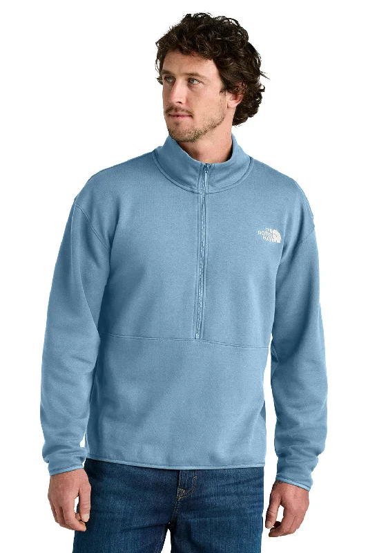 The North Face Mens Double Knit 1/4 Zip Fleece Jacket - Steel Blue - New Bold Men's Animal