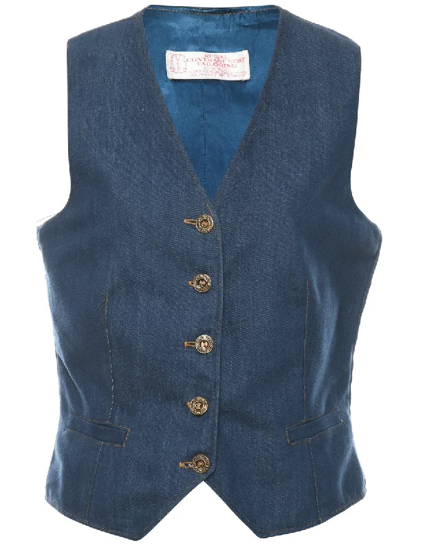 Dark Wash Denim Jacket Vest - M Tailored