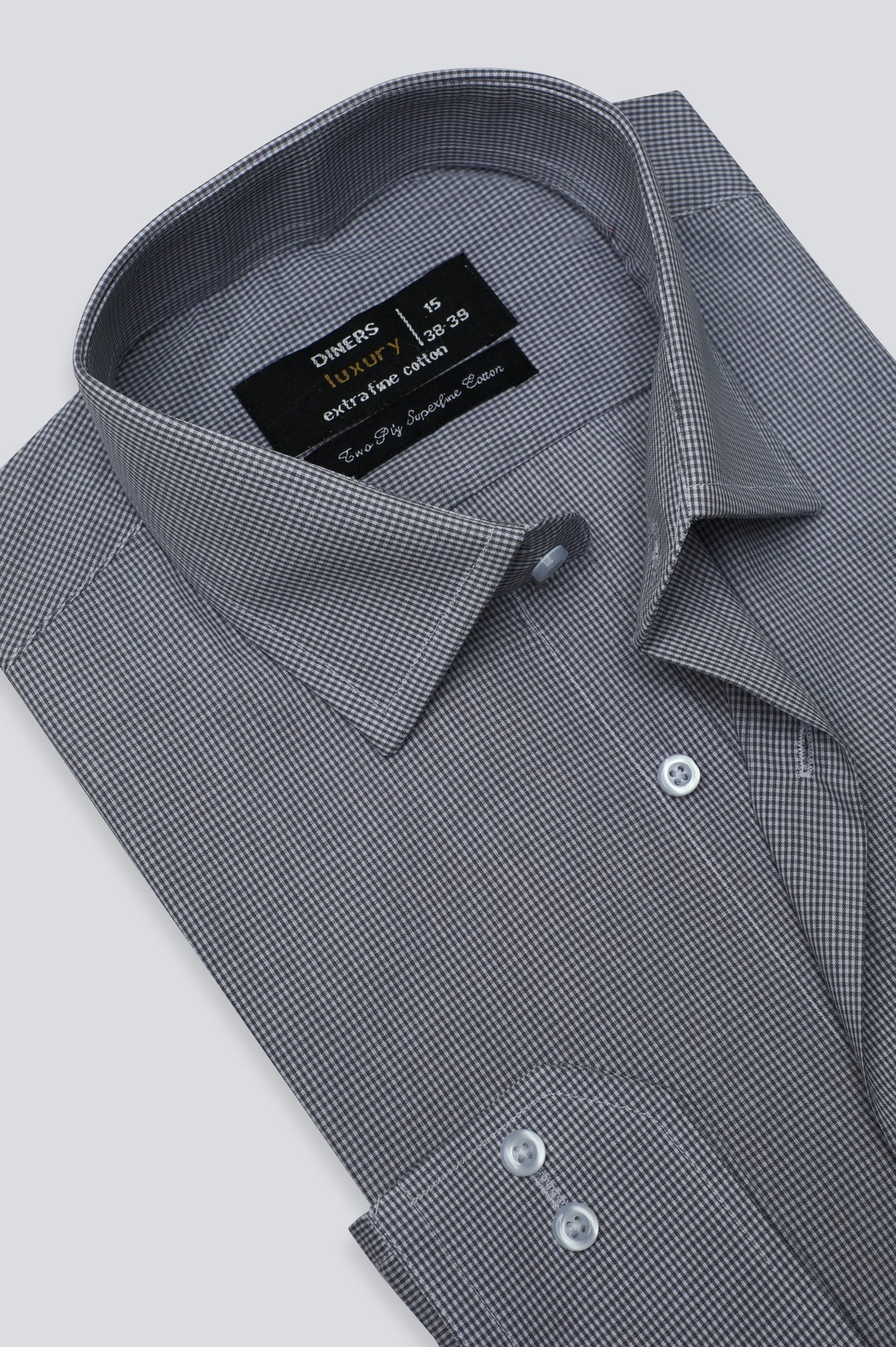 Grey Houndstooth Textured Formal Shirt Bold Men's Animal