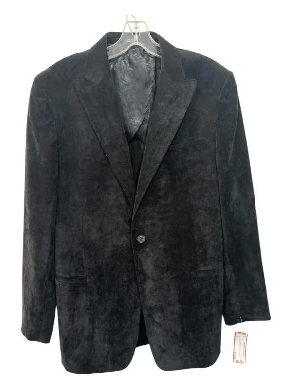 Ike Behar Black Polyester Solid One Button Men's Blazer Earthy Men's Hemp