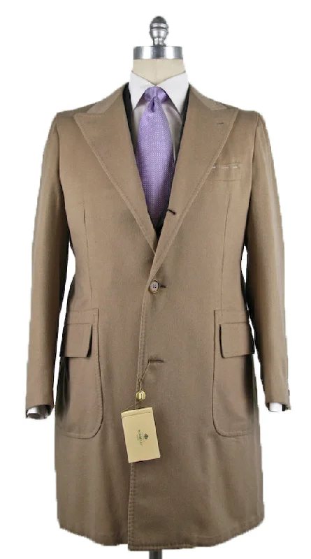 Luigi Borrelli Beige Coat – Size: 40 US / 50 EU Modern Men's Geometric