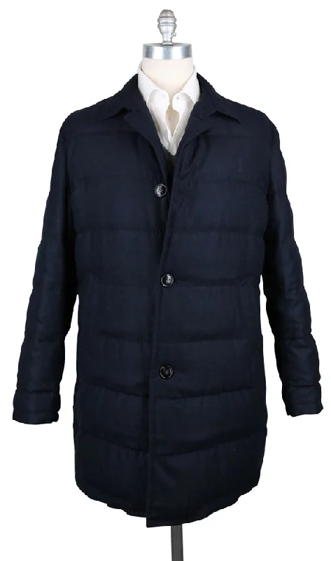 Kiton Midnight Navy Blue Coat Minimalist Men's Casual 