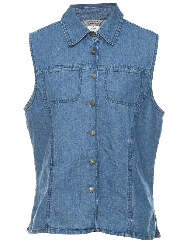 Button Front Denim Jacket Vest - M Street