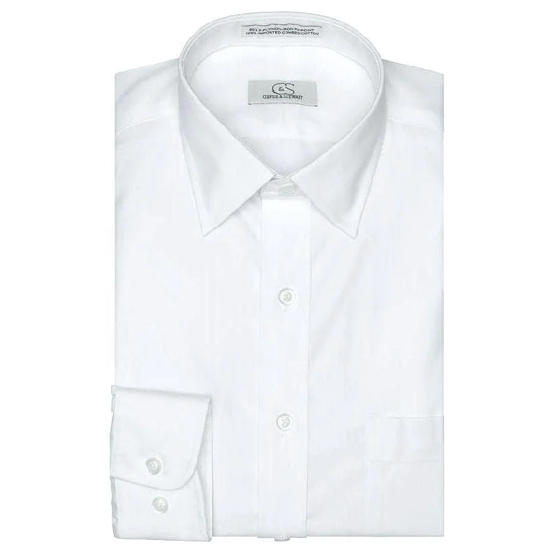 Cooper & Stewart Non-Iron Pinpoint Spread Collar White Laid