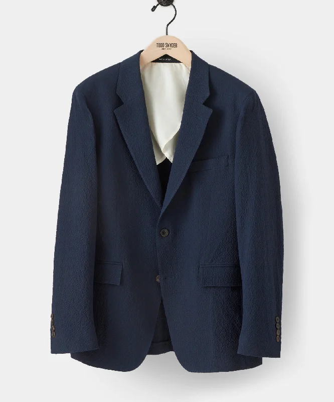 Italian Seersucker Sutton Suit Jacket in Navy Youthful Men's Pop