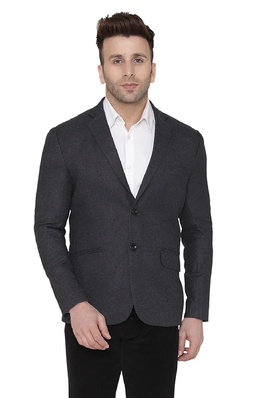 Wool Grey Blazer Preppy Men's College