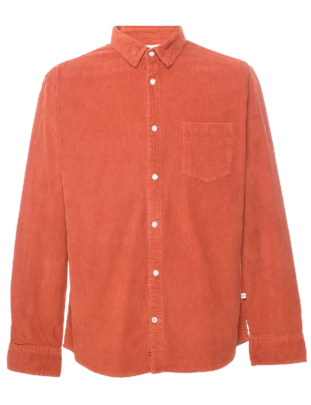 Corduroy Burnt Orange Shirt - XL Trendy Men's Oversized