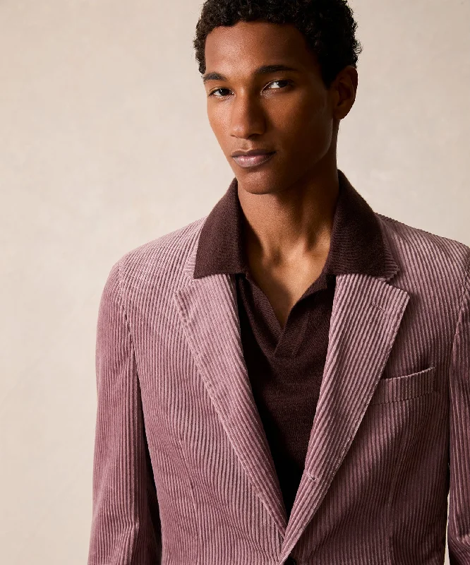 Italian Wide Wale Corduroy Madison Jacket in Mauve Sporty Men's Athleisure 