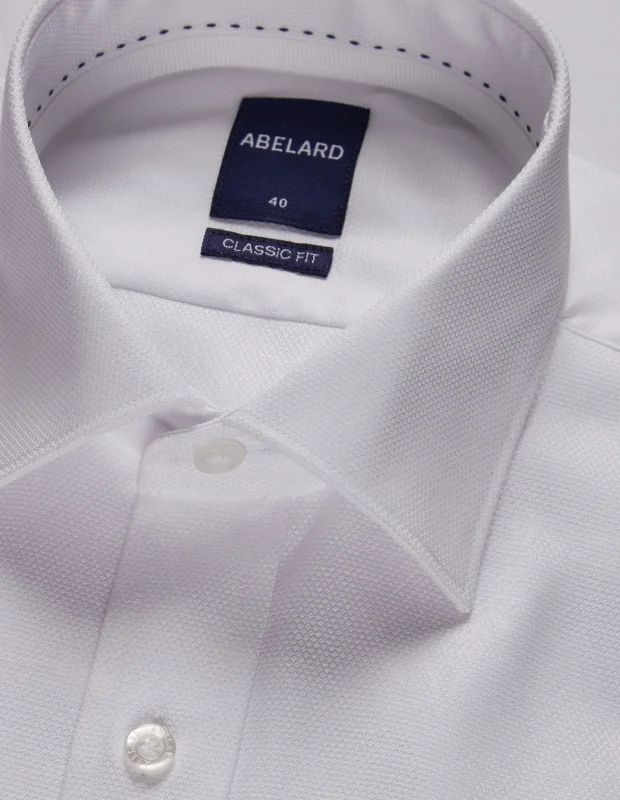 Abelard - Long Sleeve Business Shirt - Textured - White Masculine Men's 