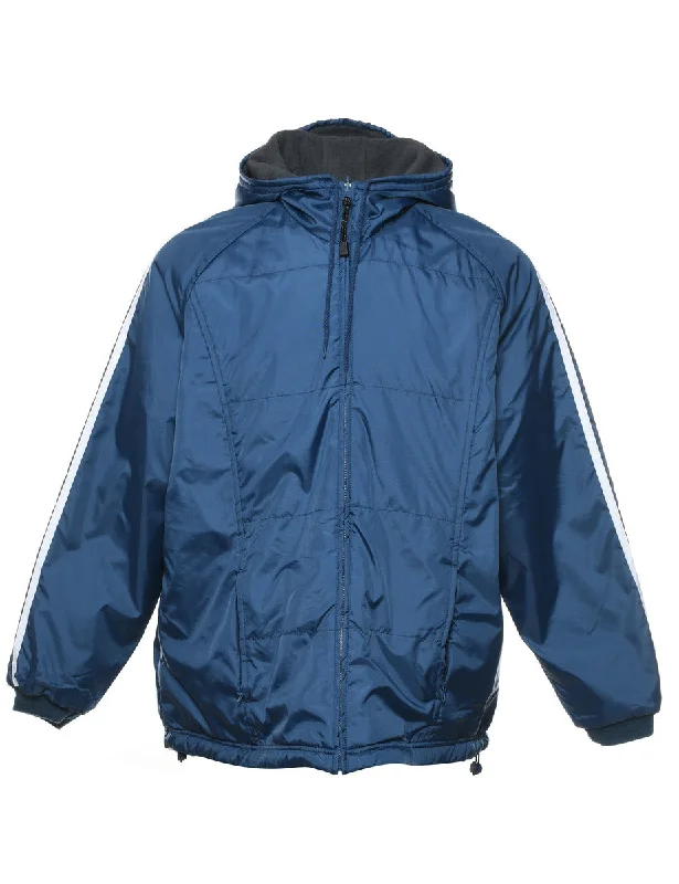 Navy Nylon Hooded Jacket - L Refined Men's Velvet