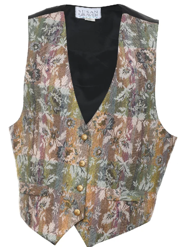 Floral Pattern Waistcoat - L Modern Men's Tech