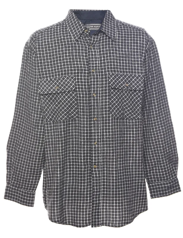 Long Sleeved Checked Shirt - XL Elegant Men's Cashmere